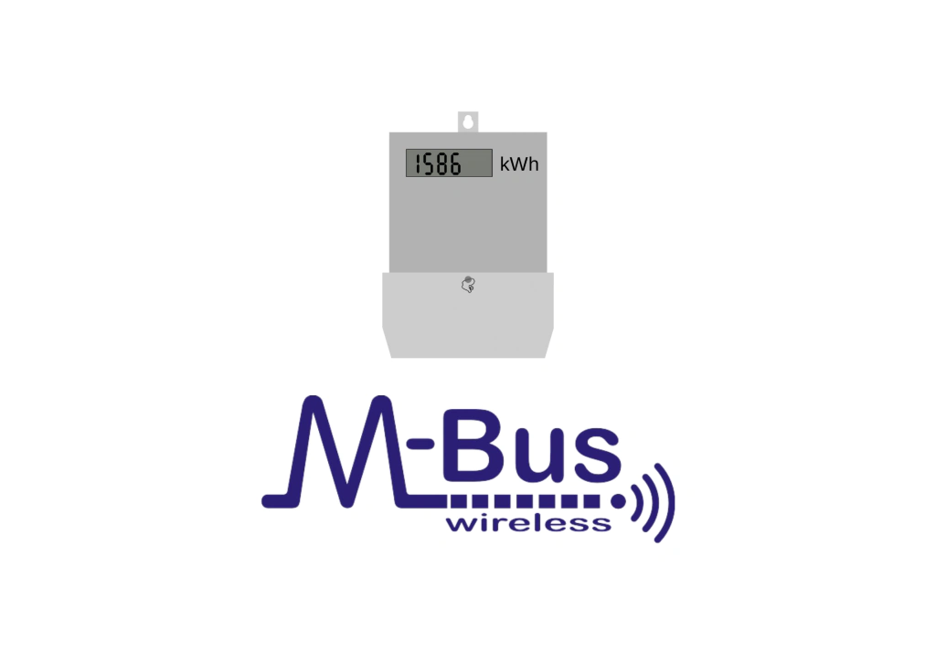 Wireless M-Bus Logo in blau mit Zähler
