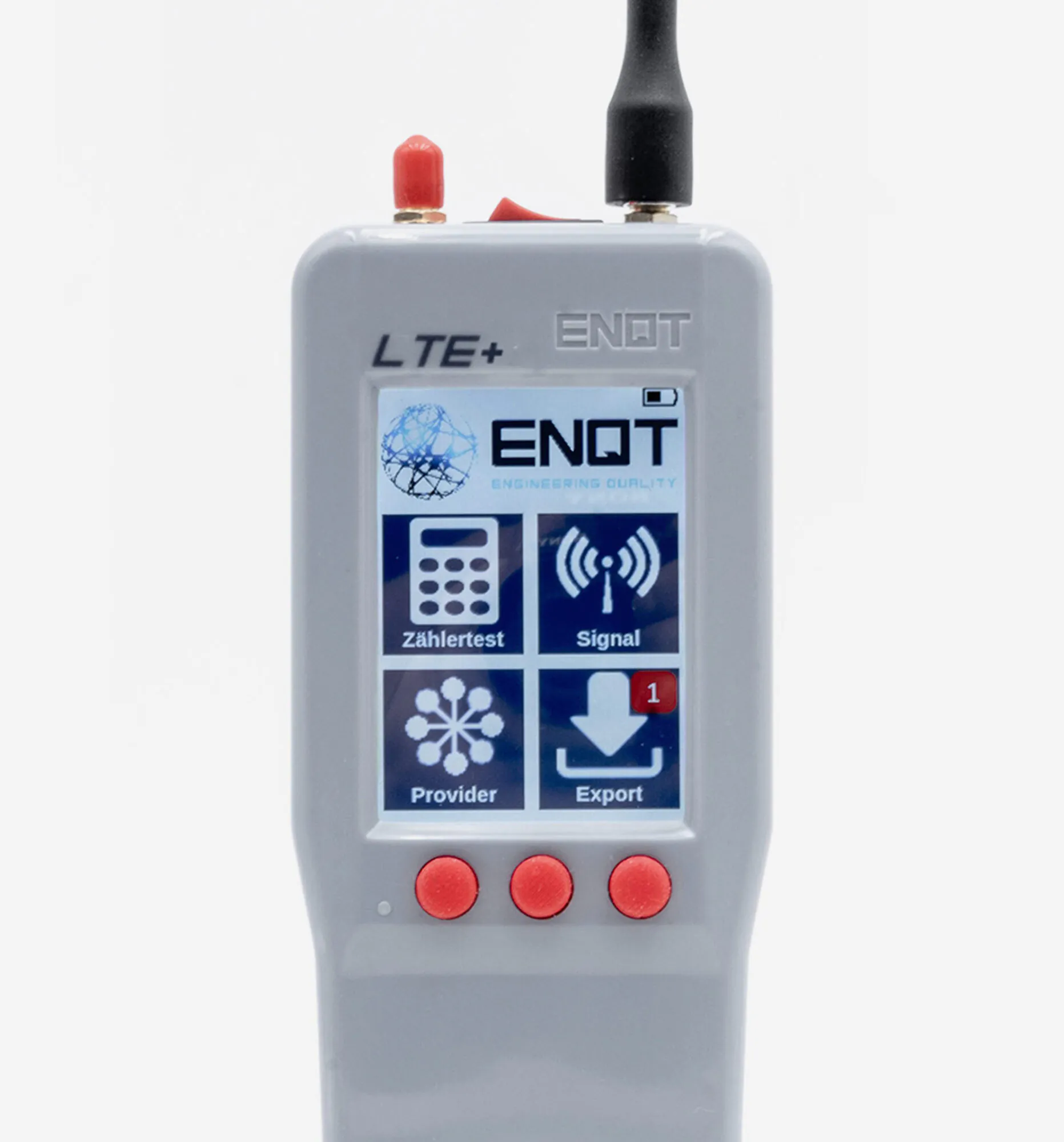 Nahaufnahme ENQT Netztester LTE+ Frontansicht